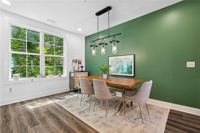 24 Becker Pl NW, Atlanta, GA 30307 - dining area featuring baseboards, dark wood-style floors, and recessed lighting