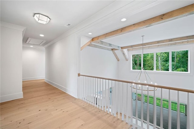 615 Claxton Ln, Milton, GA 30004 - corridor featuring wood finished floors, recessed lighting, baseboards, and a chandelier