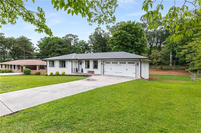 1055 Delmont Ter, Roswell, GA 30075 - single story home featuring a garage, a front yard, concrete driveway, and view of scattered trees