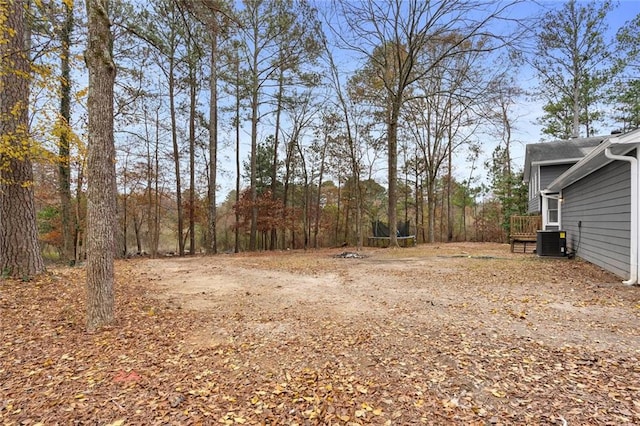 view of yard featuring central air condition unit