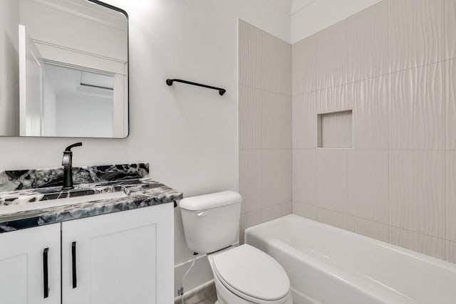 2335 Flat Stone Dr, Cumming, GA 30041 - bathroom featuring toilet, shower / bathtub combination, and vanity