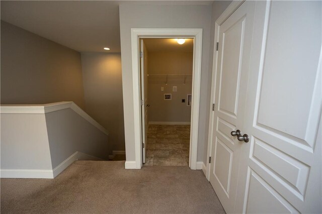 2034 W Hampton Dr, Canton, GA 30115 - corridor with baseboards, an upstairs landing, carpet, and recessed lighting