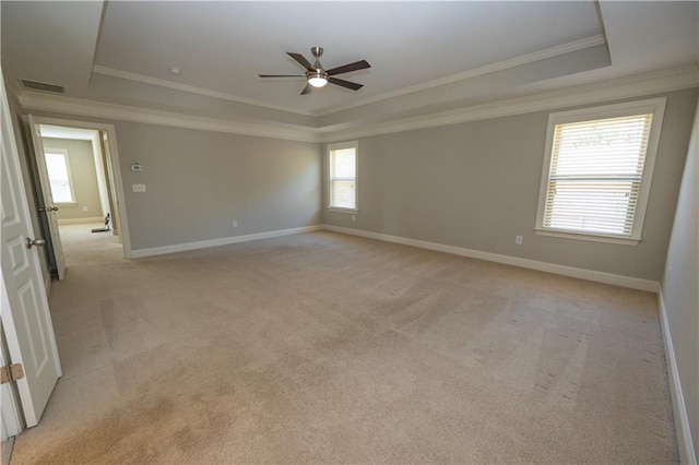 2034 W Hampton Dr, Canton, GA 30115 - unfurnished room featuring a raised ceiling, light carpet, ceiling fan, and plenty of natural light