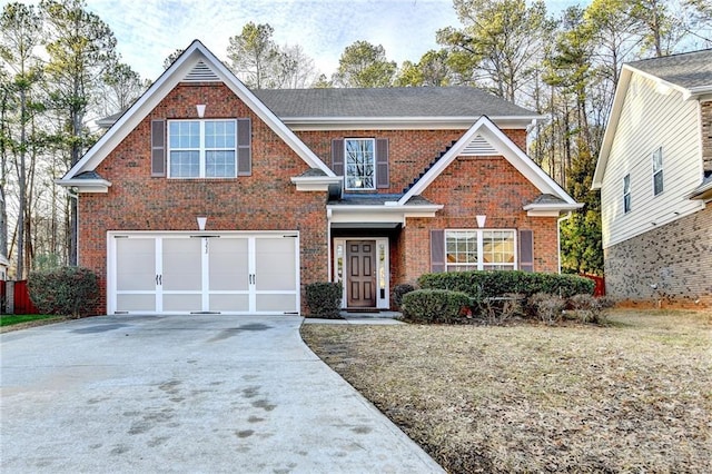 view of front of house with a garage