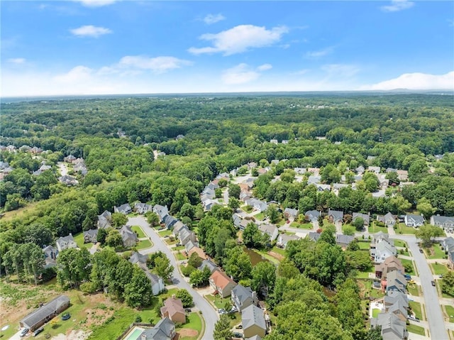 birds eye view of property with a residential view and a view of trees