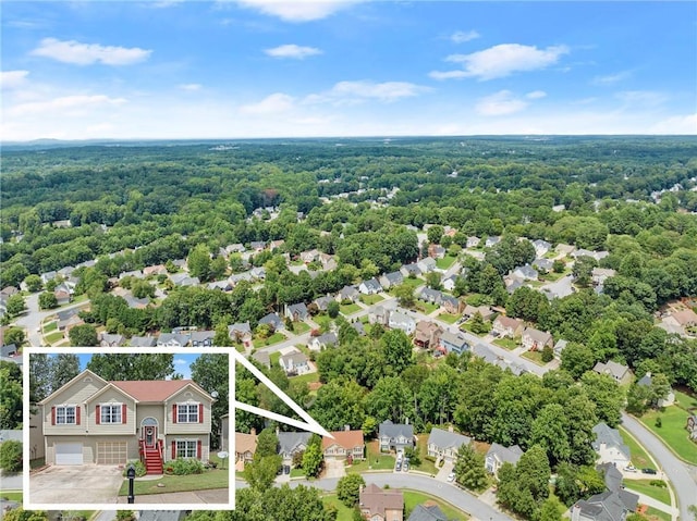 bird's eye view with a residential view