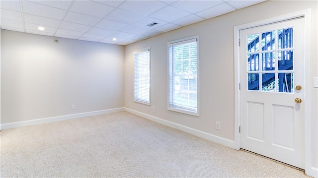 251 Waterford Cove Dr, Suwanee, GA 30024 - foyer entrance featuring light carpet, baseboards, and a drop ceiling