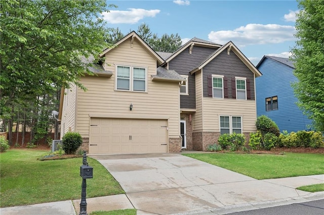 2760 Lions Gate Dr, Cumming, GA 30041 - view of front of house with brick siding, an attached garage, concrete driveway, and a front lawn