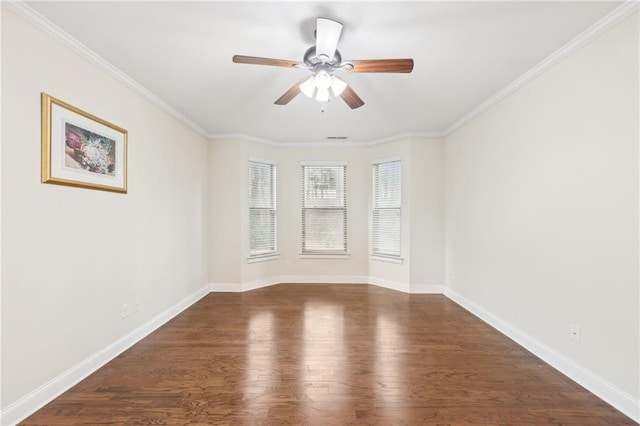 2760 Lions Gate Dr, Cumming, GA 30041 - empty room featuring wood finished floors, ceiling fan, ornamental molding, and baseboards