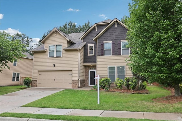 2760 Lions Gate Dr, Cumming, GA 30041 - view of front facade featuring an attached garage, driveway, a front yard, and brick siding