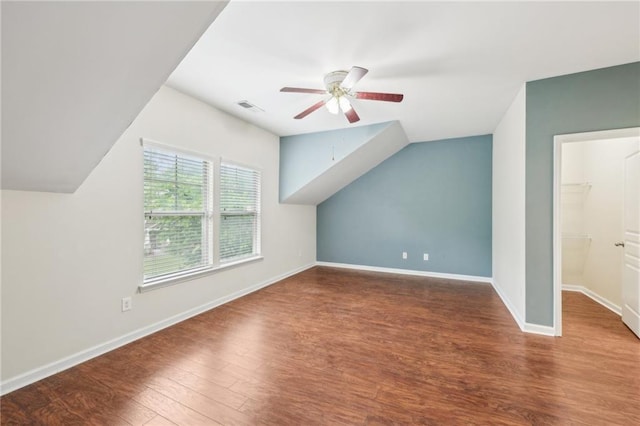 2760 Lions Gate Dr, Cumming, GA 30041 - bonus room with ceiling fan, wood finished floors, lofted ceiling, and baseboards