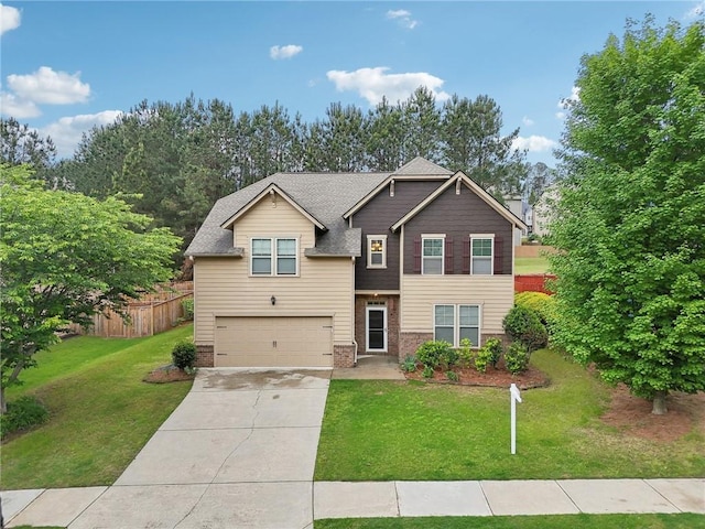 2760 Lions Gate Dr, Cumming, GA 30041 - craftsman-style house featuring an attached garage, concrete driveway, brick siding, and roof with shingles