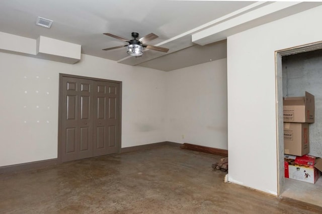 interior space featuring ceiling fan