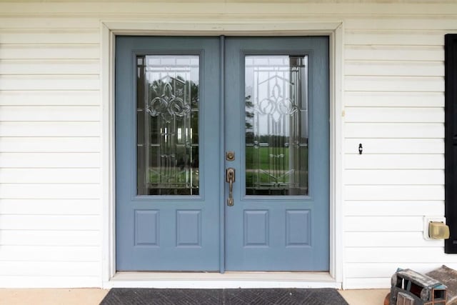 view of exterior entry with french doors