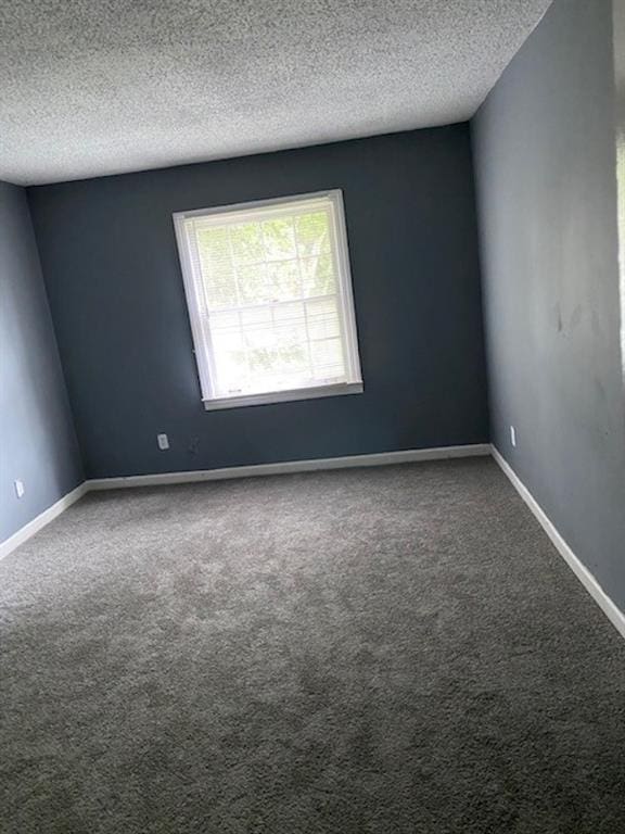 carpeted spare room with a textured ceiling