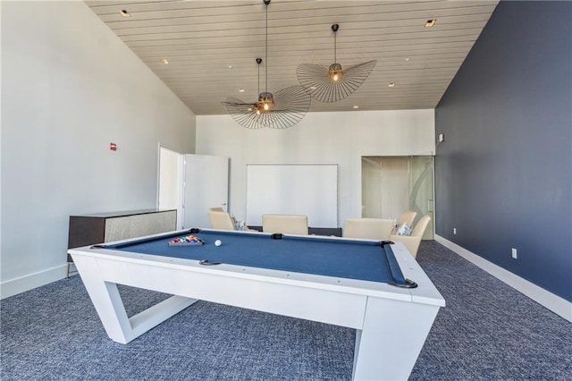 3325 Piedmont Rd NE Unit 1708, Atlanta, GA 30305 - playroom with baseboards, billiards, ceiling fan, carpet, and wooden ceiling