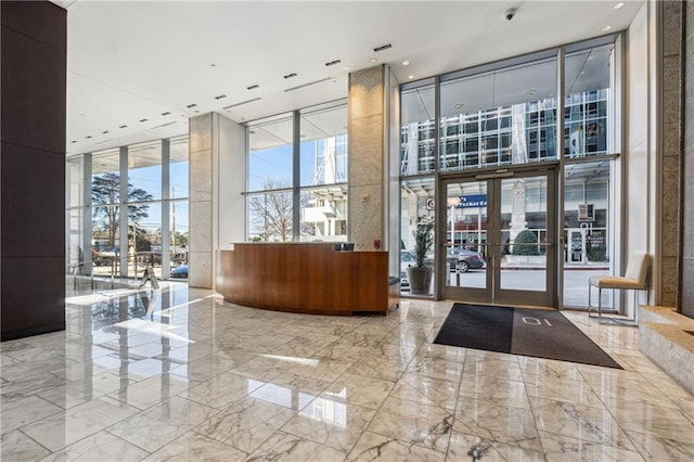 welcome area featuring french doors