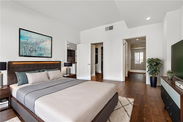 3325 Piedmont Rd NE Unit 1708, Atlanta, GA 30305 - bedroom with visible vents, baseboards, recessed lighting, and dark wood finished floors