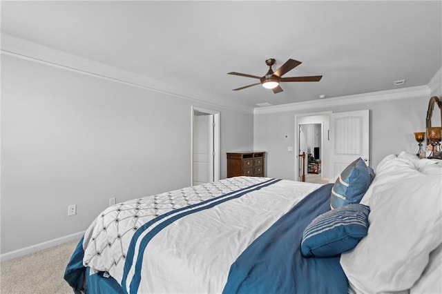 4568 Mantova Dr, Buford, GA 30519 - bedroom with carpet flooring, ornamental molding, baseboards, and ceiling fan