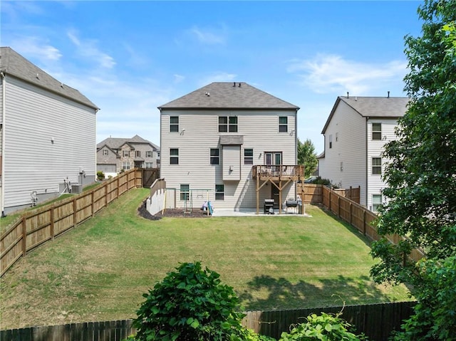 4568 Mantova Dr, Buford, GA 30519 - rear view of house with a patio, a wooden deck, stairs, and a residential view