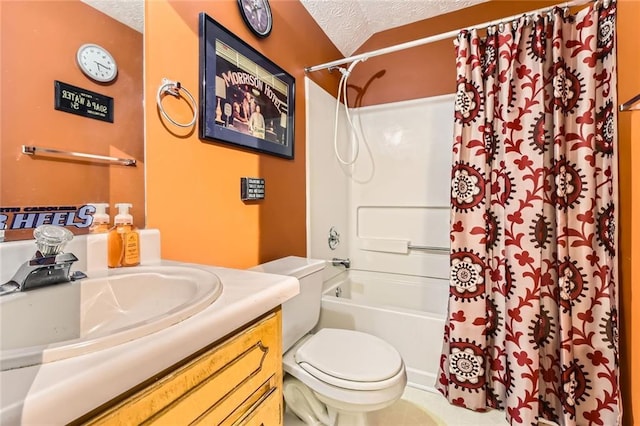 180 Moseley Crossing Dr, Stockbridge, GA 30281 - bathroom with a textured ceiling, vanity, and shower / tub combo