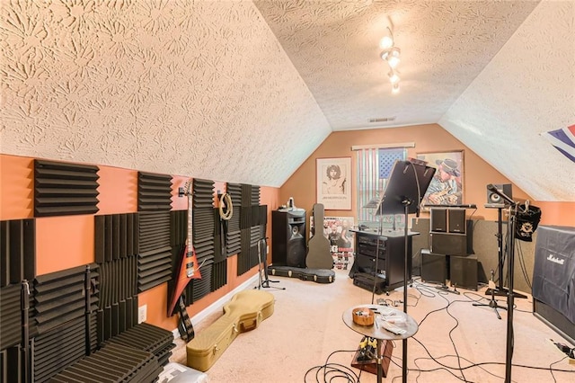 180 Moseley Crossing Dr, Stockbridge, GA 30281 - carpeted office space featuring a textured ceiling and lofted ceiling