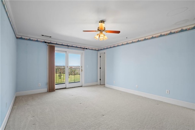 5414 Price Rd, Gainesville, GA 30506 - spare room with a ceiling fan, baseboards, carpet floors, and ornamental molding
