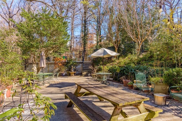 view of patio with outdoor dining area