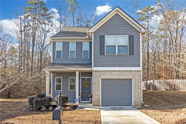 view of front of house with a garage