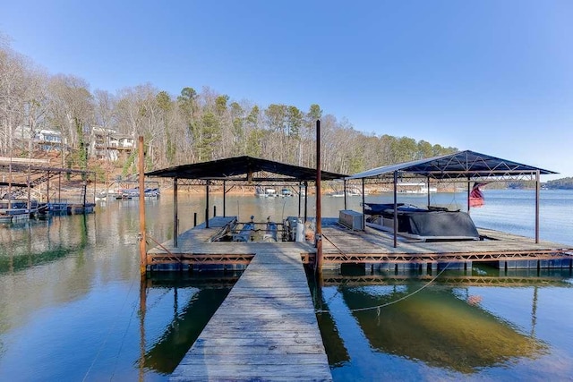 view of dock featuring a water view