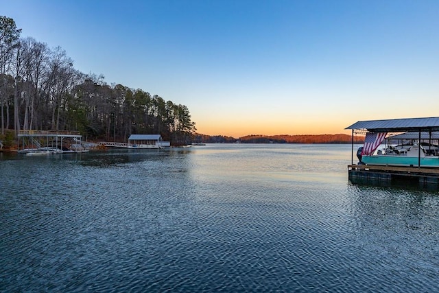 water view with a boat dock