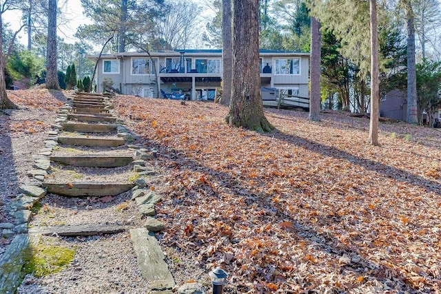 view of yard featuring a deck