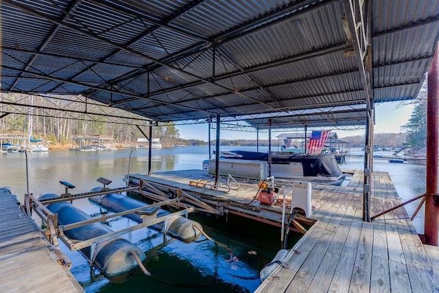 view of dock featuring a water view