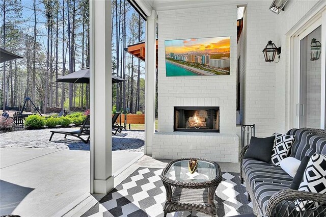 1455 Rucker Cir, Woodstock, GA 30188 - view of patio featuring an outdoor living space with a fireplace
