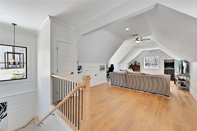 1455 Rucker Cir, Woodstock, GA 30188 - interior space with light wood-style flooring, visible vents, a wealth of natural light, and an upstairs landing