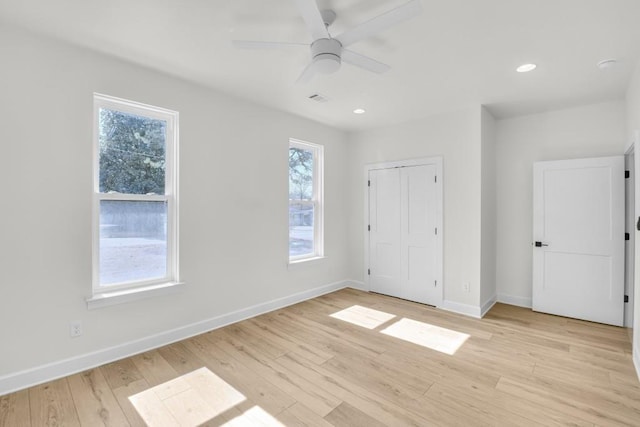 474 Maxwell Rd, Roswell, GA 30075 - unfurnished bedroom with light wood finished floors, recessed lighting, and a ceiling fan