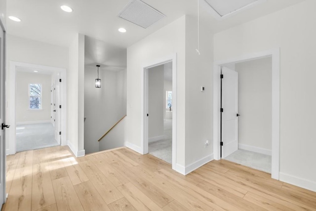 474 Maxwell Rd, Roswell, GA 30075 - hall featuring an upstairs landing, light wood finished floors, and recessed lighting
