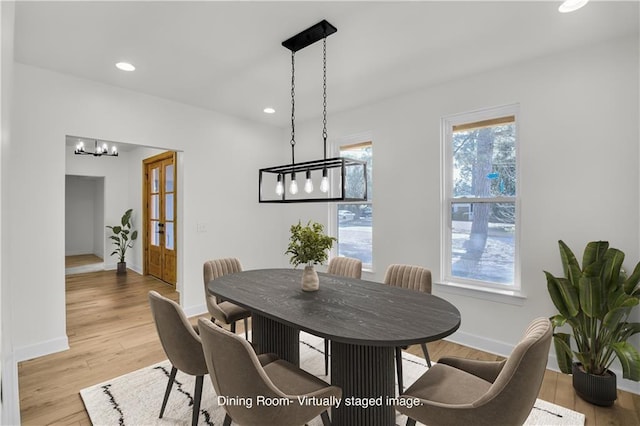 474 Maxwell Rd, Roswell, GA 30075 - dining space featuring a chandelier, light wood finished floors, and recessed lighting