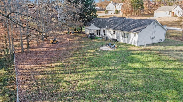 view of yard featuring a garage