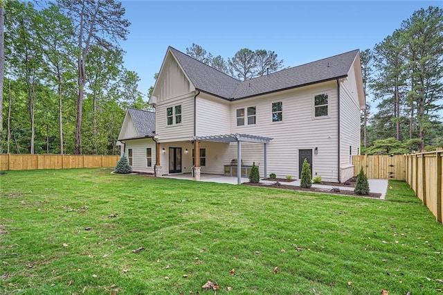 2625 Beverly Ln, Snellville, GA 30078 - rear view of property with a pergola, a patio area, board and batten siding, and a shingled roof