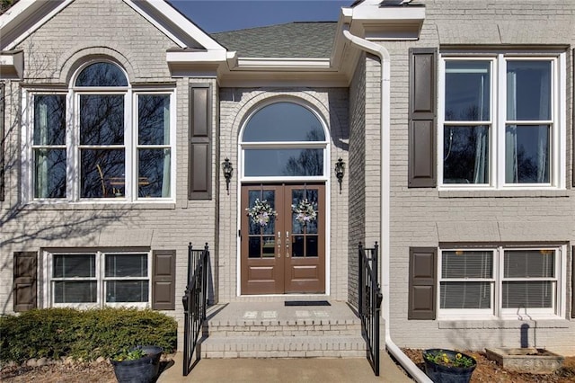 doorway to property featuring french doors