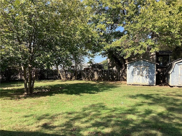 view of yard with a storage unit