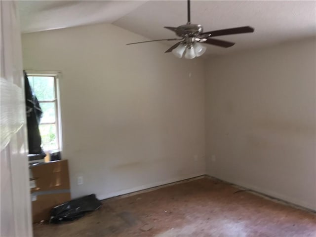 290 Covered Bridge Rd SW, Cartersville, GA 30120 - empty room featuring ceiling fan, vaulted ceiling, and wood finished floors