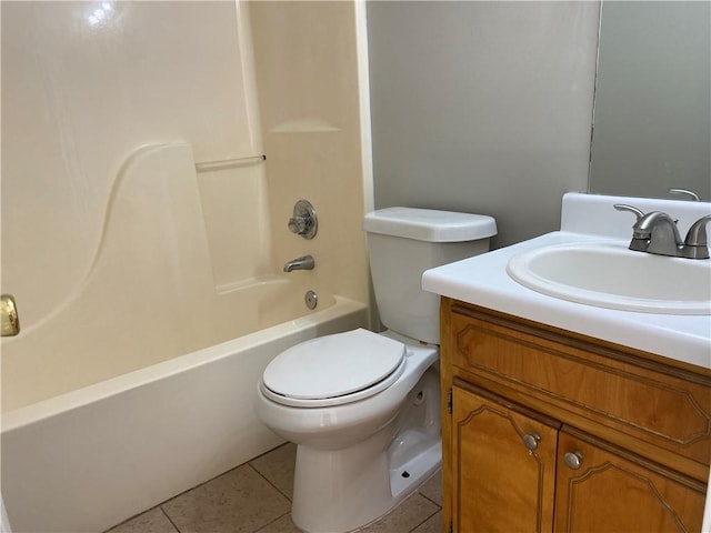 full bathroom featuring vanity, toilet, tile patterned floors, and shower / bath combination