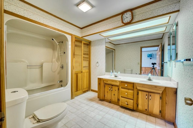 16810 Morganton Hwy, Morganton, GA 30560 - bathroom featuring a sink, toilet, tub / shower combination, and wallpapered walls