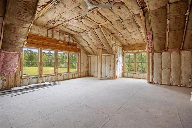 miscellaneous room with plenty of natural light and vaulted ceiling