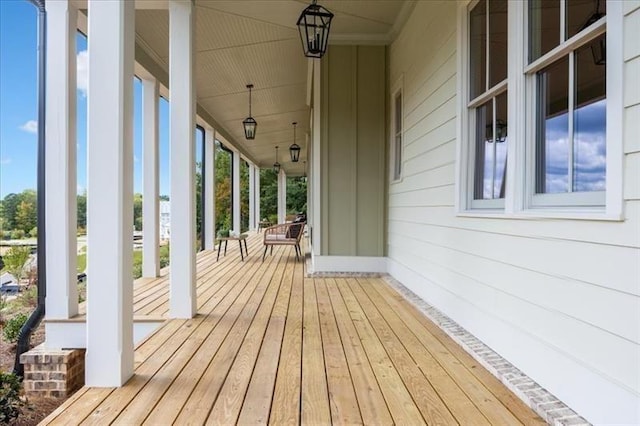 deck with covered porch