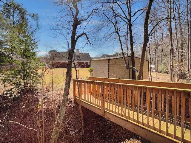 deck with an outdoor structure