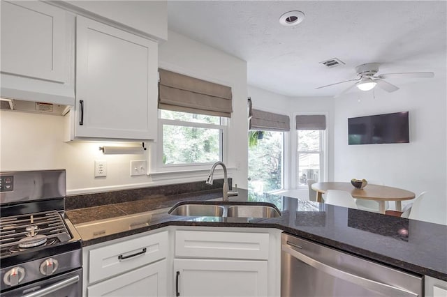 1867 N Creek Cir, Alpharetta, GA 30009 - kitchen with stainless steel appliances, a sink, plenty of natural light, and white cabinetry