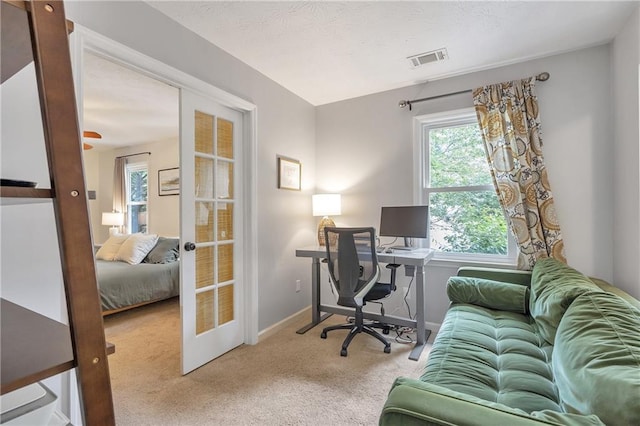 1867 N Creek Cir, Alpharetta, GA 30009 - home office with carpet floors, baseboards, and french doors